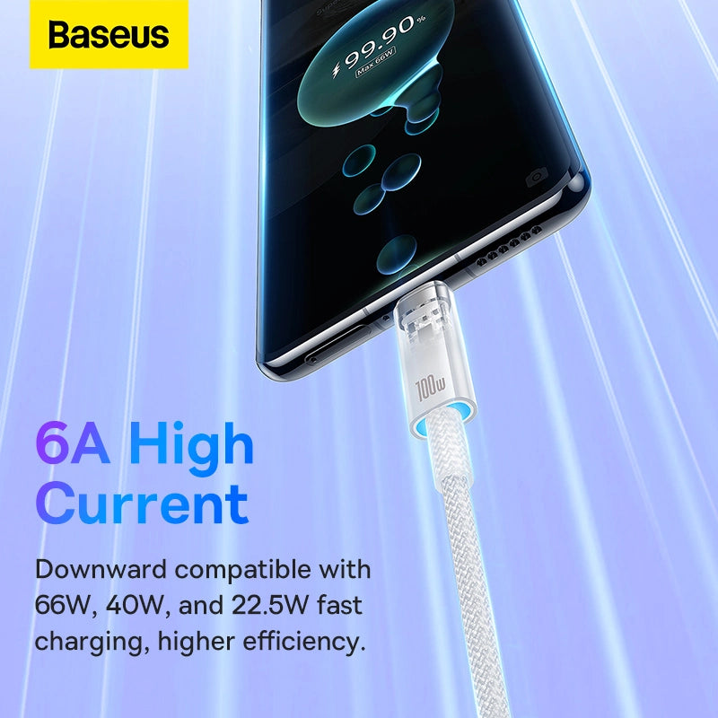 Cable Quick Charge USB-C Baseus Flash, 6A,1m - White - Saif Al Najmi Kw