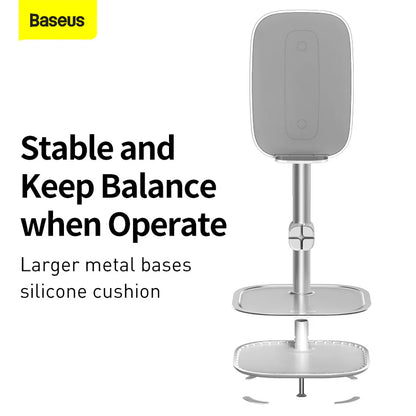 Baseus Desktop Wireless Charger Holder/Stand for Smartphone/Tablet (Youth Holder, Silver) - Saif Al Najmi Kw