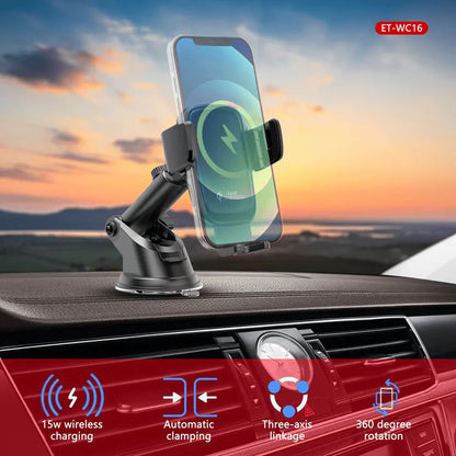 Earldom WC16 15W Wireless Car Charger / Holder with Suction Cup