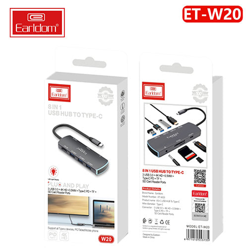 Earldom® 8 in 1 USB C Multi-Function Adapter W20