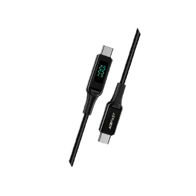 AceFast C6-03 USB-C to USB-C 100W zinc alloy digital display braided charging data cable