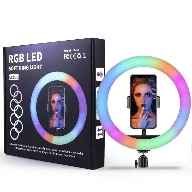 MJ-36 RGB LED Soft Ring Light - Adjustable Lighting for YouTube, Photography & Live Streaming