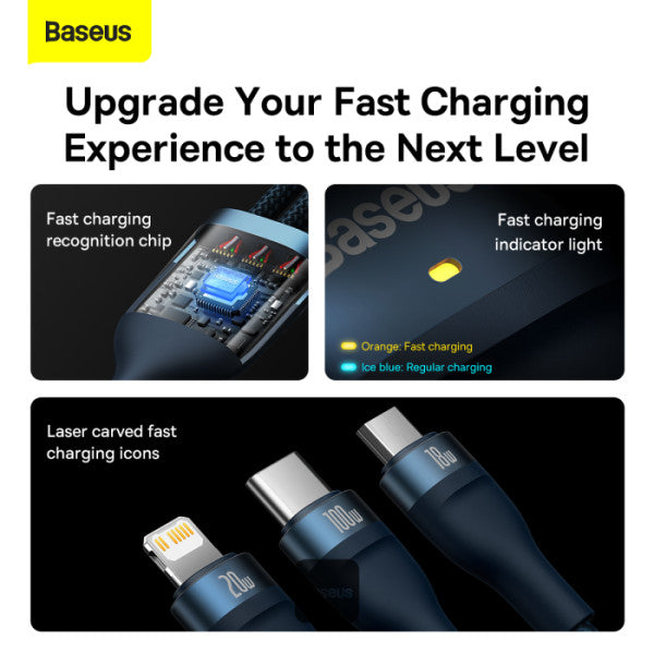 Baseus CASS03103 Flash Series II 100W Fast Charging Multi Cable 3 in 2 Cable 1.2M