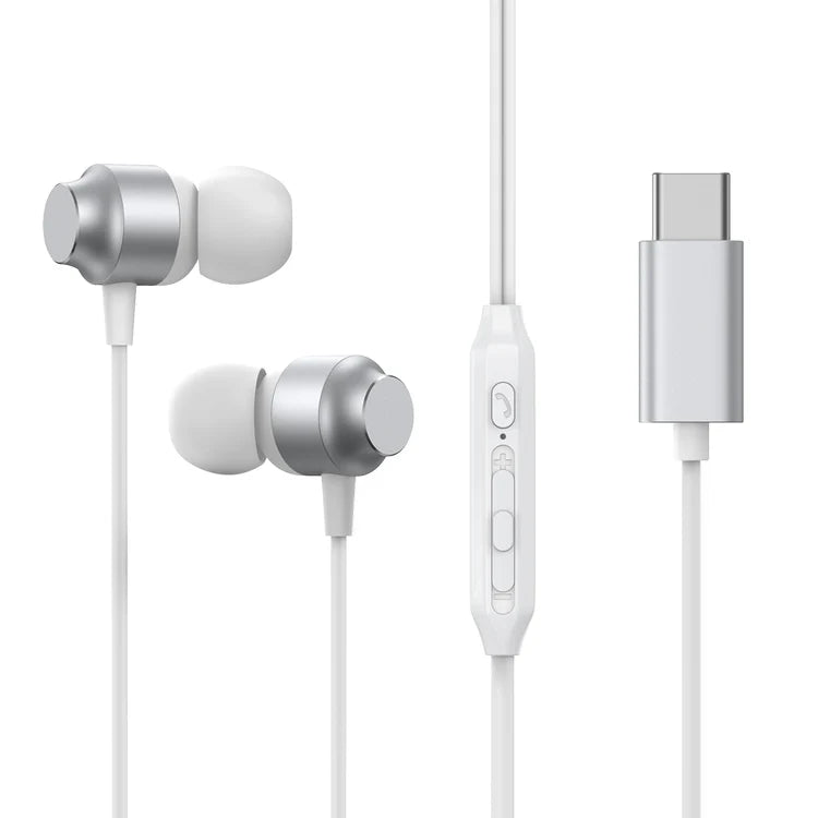 TYPE-C Series In-Ear Metal Wired Earbuds JR-EC06 - White - Saif Al Najmi Kw