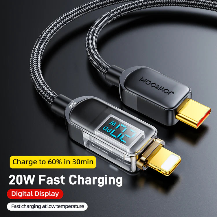 S-CL020A4 20W Digital Display Fast Charging Data Cable 1.2m Type c to Lightning Cable - Saif Al Najmi Kw