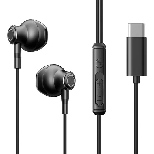 TYPE-C Series Half In-Ear Wired Earphones JR-EC07 - Black - Saif Al Najmi Kw