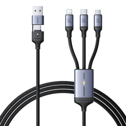 Joyroom 100W 6-in-1 Fast Charging Cable - Micro, Type-C, Lightning, Black