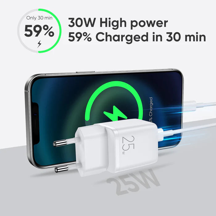 JOYROOM L-P251 PD 25W Mini Intelligent Fast Charger Adapter with USB-C Cable L-P251 - BLACK - Saif Al Najmi Kw