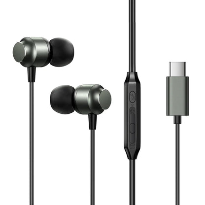 TYPE-C Series In-Ear Metal Wired Earbuds JR-EC06 - Black - Saif Al Najmi Kw