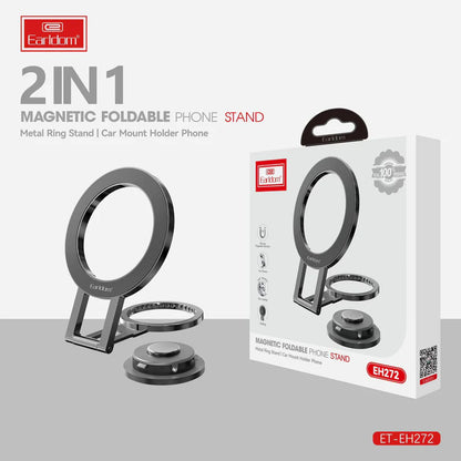 Earldom 2-in-1 Magnetic Foldable Metal Ring Phone Stand EH-272