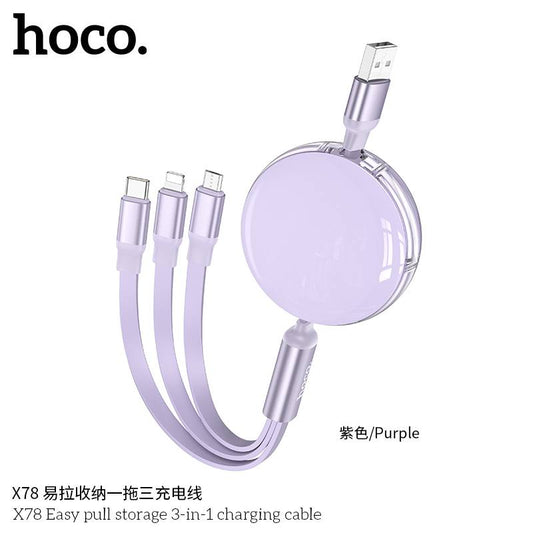 Hoco X78 Easy pull storage 3-in-1 charging cable