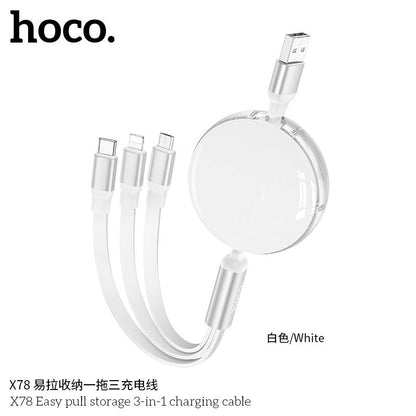 Hoco X78 Easy pull storage 3-in-1 charging cable