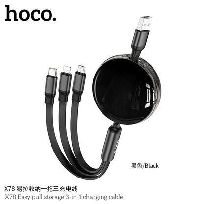 Hoco X78 Easy pull storage 3-in-1 charging cable