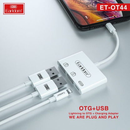 Earldom 2 USB LIGHTNING TO OTG & CHARGING ADAPTER - WHITE