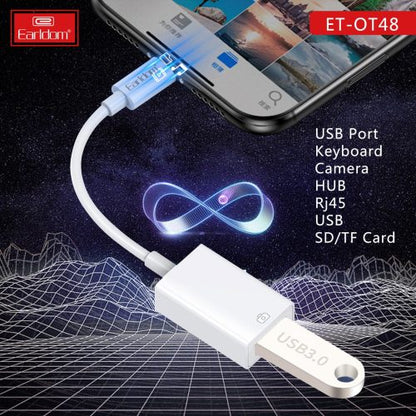 Earldom OT48 Lightning to OTG Adapter - Fast Data Transfer & Charging Cable for iPhone