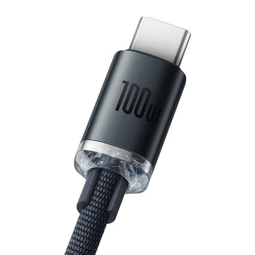 Baseus Crystal Shine Series cable USB cable for fast charging and data transfer USB Type A - USB Type C 100W 2m black (CAJY000501) - Saif Al Najmi Kw