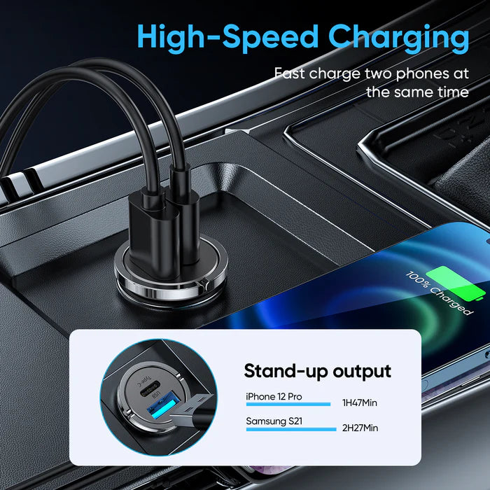 JOYROOM 45W Mini 2-port ring-pull fast car charger C-A35 - GREY - Saif Al Najmi Kw