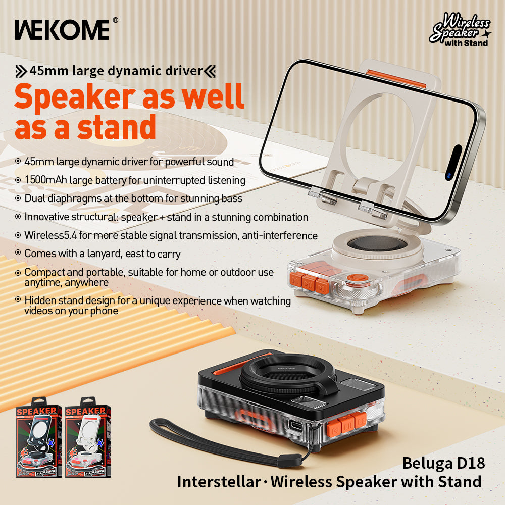 WEKOME Beluga D18 Wireless Speaker with Stand - Portable Bluetooth Speaker with Superior Sound Quality