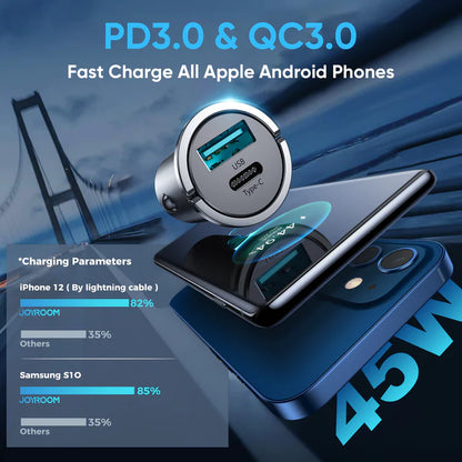 JOYROOM 45W Mini 2-port ring-pull fast car charger C-A35 - GREY - Saif Al Najmi Kw