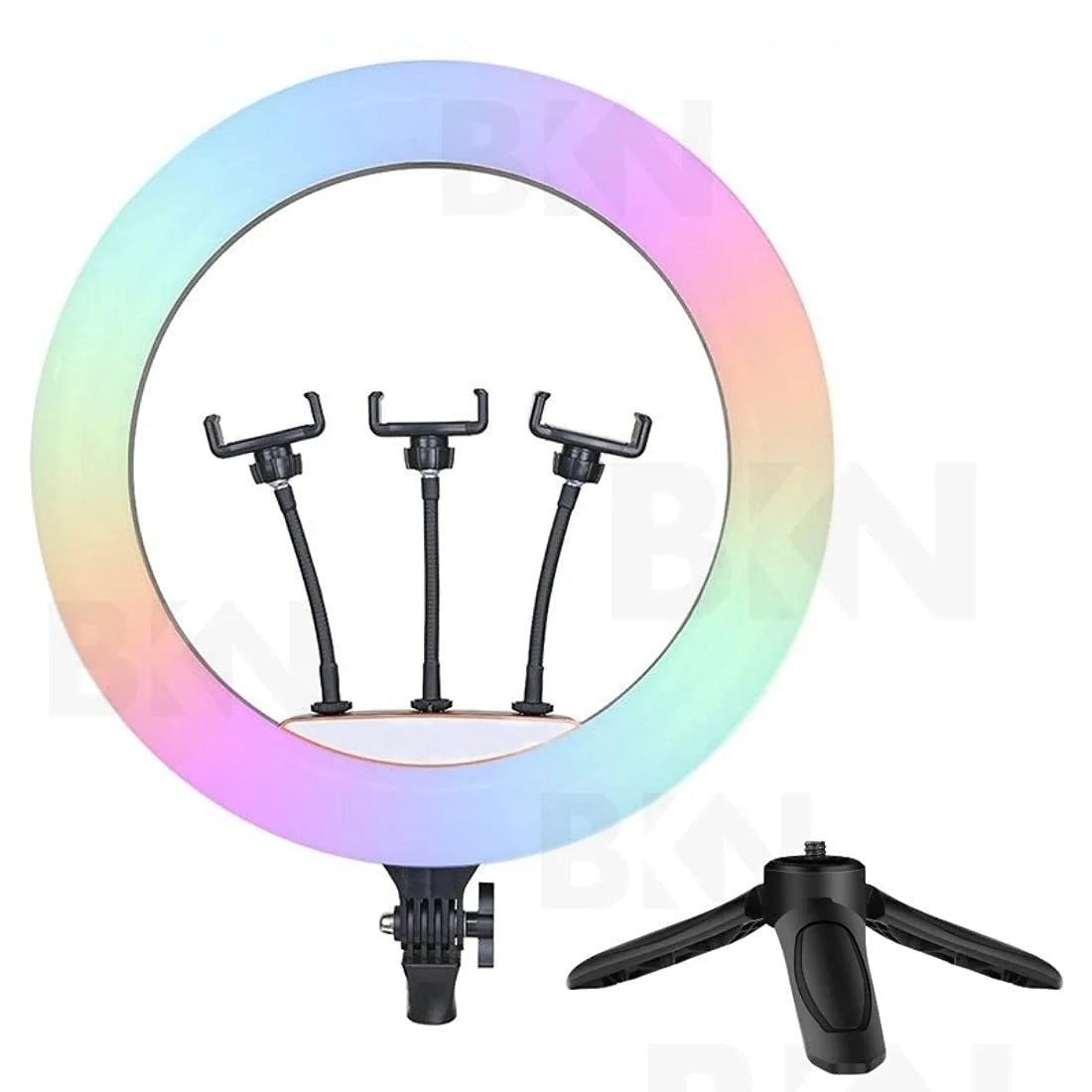 BKN® Portable MJ45 18" RGB Desktop Soft LED Ring Light - 16 RGB Colors & Three Mobile Holders