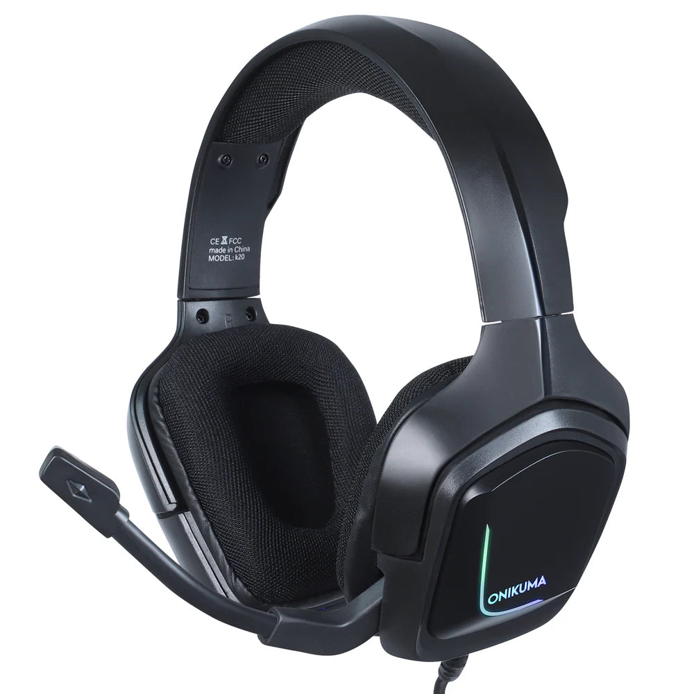 ONIKUMA K20 Wired Gaming Headset with Microphone & RGB Light - Clear Audio & Comfortable Design