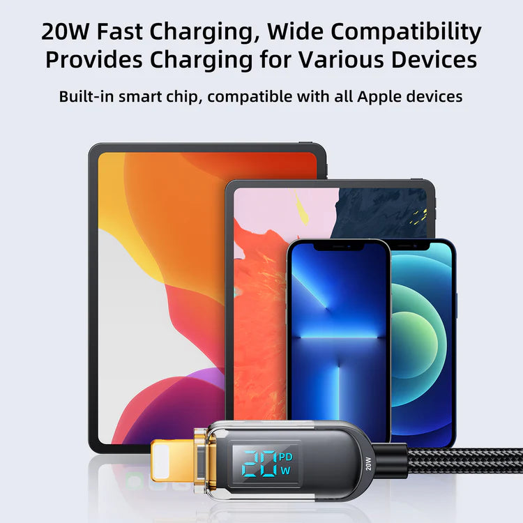 S-CL020A4 20W Digital Display Fast Charging Data Cable 1.2m Type c to Lightning Cable - Saif Al Najmi Kw