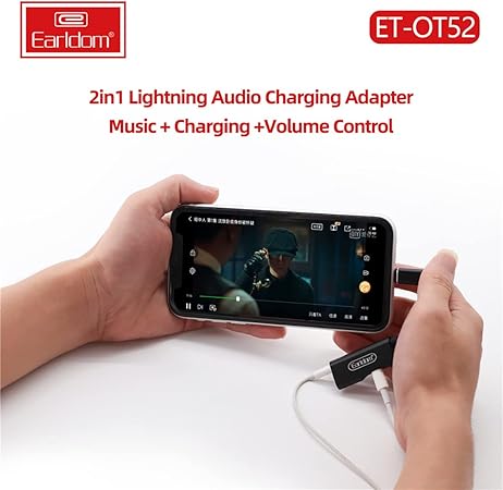 Earldom 2-in-1 Lightning Adapter to Lightning Charger and AUX 3.5mm