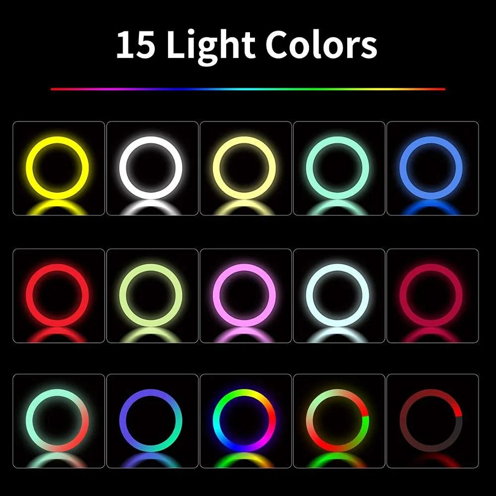 BKN® Portable MJ45 18" RGB Desktop Soft LED Ring Light - 16 RGB Colors & Three Mobile Holders