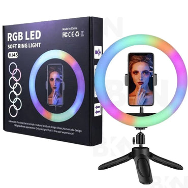 BKN® Portable MJ45 18" RGB Desktop Soft LED Ring Light - 16 RGB Colors & Three Mobile Holders