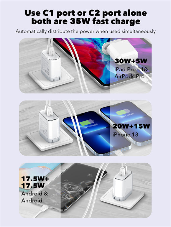 35W Dual USB-C Fast Charger - Saif Al Najmi Kw