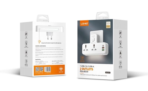 LDNIO 2 AC Outlets Portable Extension Power Socket SC2311 - Saif Al Najmi Kw