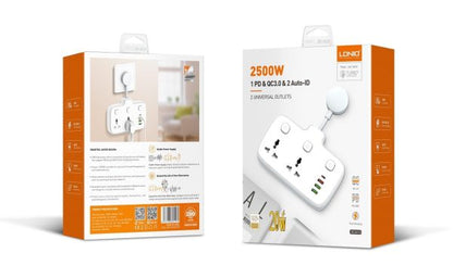 2 AC Outlets Portable Electrical Extension Socket SC2413 - Saif Al Najmi Kw