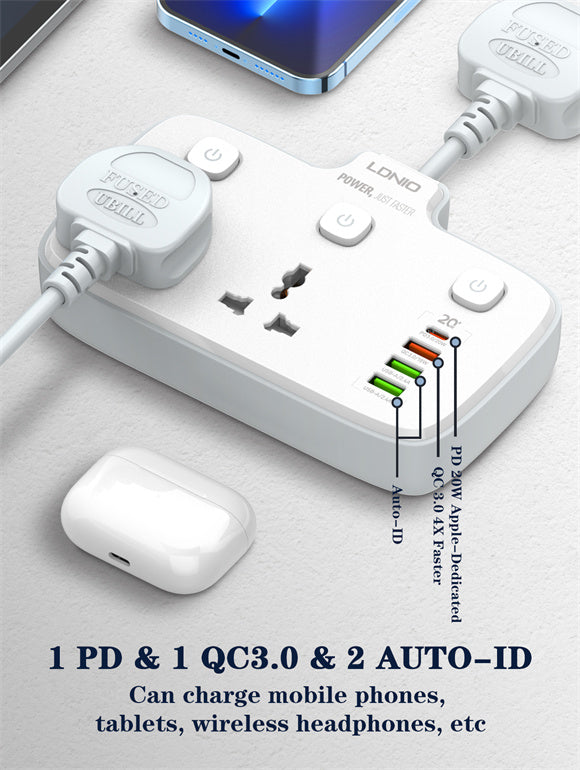 2 AC Outlets Portable Electrical Extension Socket SC2413 - Saif Al Najmi Kw