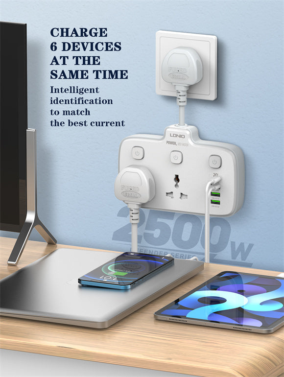 2 AC Outlets Portable Electrical Extension Socket SC2413 - Saif Al Najmi Kw