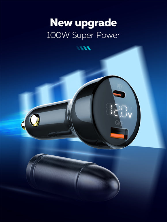 100W Dual USB Super Fast Car charger C101 - Saif Al Najmi Kw