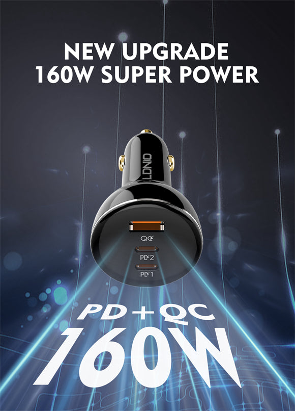 LDNIO 160W 3 USB Super Fast Car charger C102