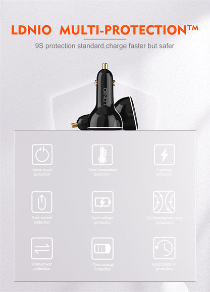 LDNIO 160W 3 USB Super Fast Car charger C102