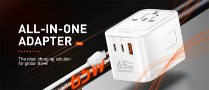 LDNIO  3 USB Ports 65W GaN Travel Adapter Z6