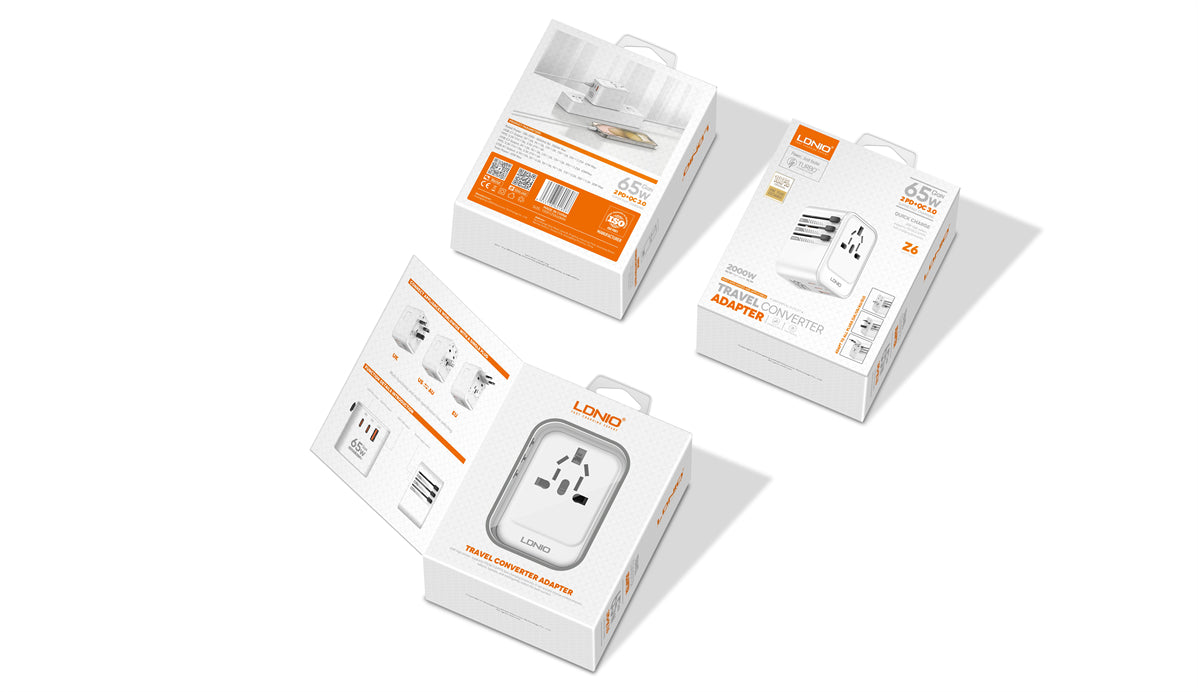 LDNIO  3 USB Ports 65W GaN Travel Adapter Z6