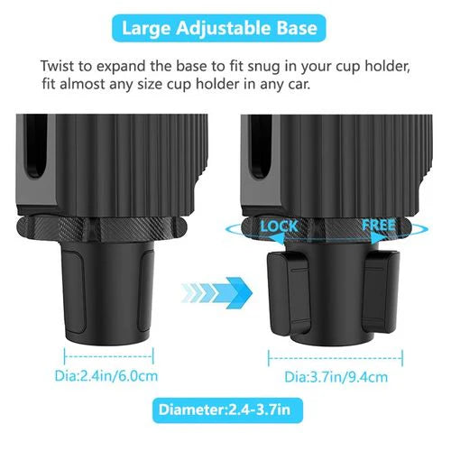 Car Cup Holder Expander with Phone Holder & Coaster - 360° Adjustable Base  html Copy