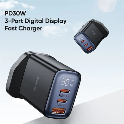 Mcdodo CH-2170 30W 3-Port Digital Display Fast Charger