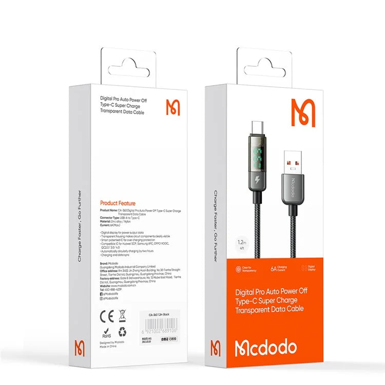 Mcdodo CA-3630 1.2m 100W USB-A to Type-C Cable for iPhone 15