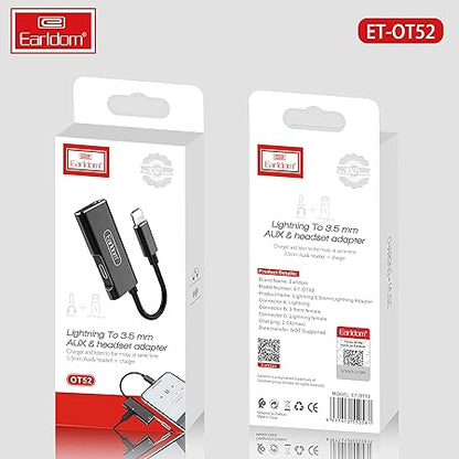 Earldom 2-in-1 Lightning Adapter to Lightning Charger and AUX 3.5mm