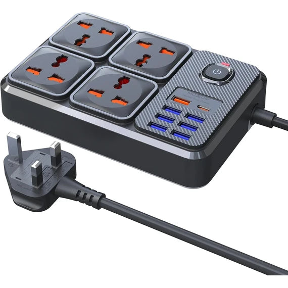 MOXOM MX-ST15 2500W Power Socket with 4 UK Sockets, 7 USB Ports and Type-C PD Port