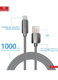 Earldom USB Data Cable EC-187C - 2.4A Fast Charging & Sync (USB to USB-C)