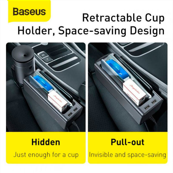 Baseus inAuto Deluxe Metal Armrest Console Organizer (Dual USB Power Supply) CRCWH-A01 – Black - Saif Al Najmi Kw