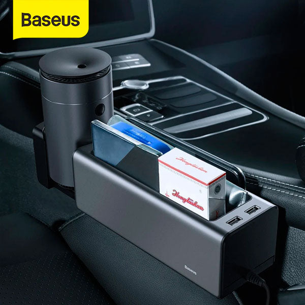 Baseus inAuto Deluxe Metal Armrest Console Organizer (Dual USB Power Supply) CRCWH-A01 – Black - Saif Al Najmi Kw