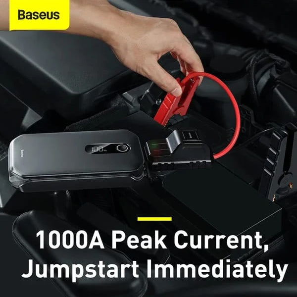 Baseus 12000mAh Car Jump Starter Power Bank with USB Ports and LED Flashlight
