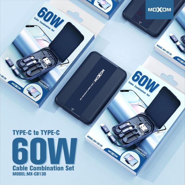 MOXOM MX-CB130 60W CABLE COMBINATION SET PD25W PHONE HOLDER 3 IN 1 CABLE  - Saif Al Najmi Kw