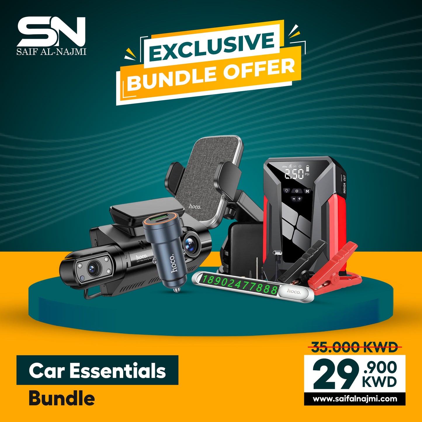 Exclusive Car Essentials Bundle – Jump Starter, Dash Camera, Charger & More for Ultimate Road Safety